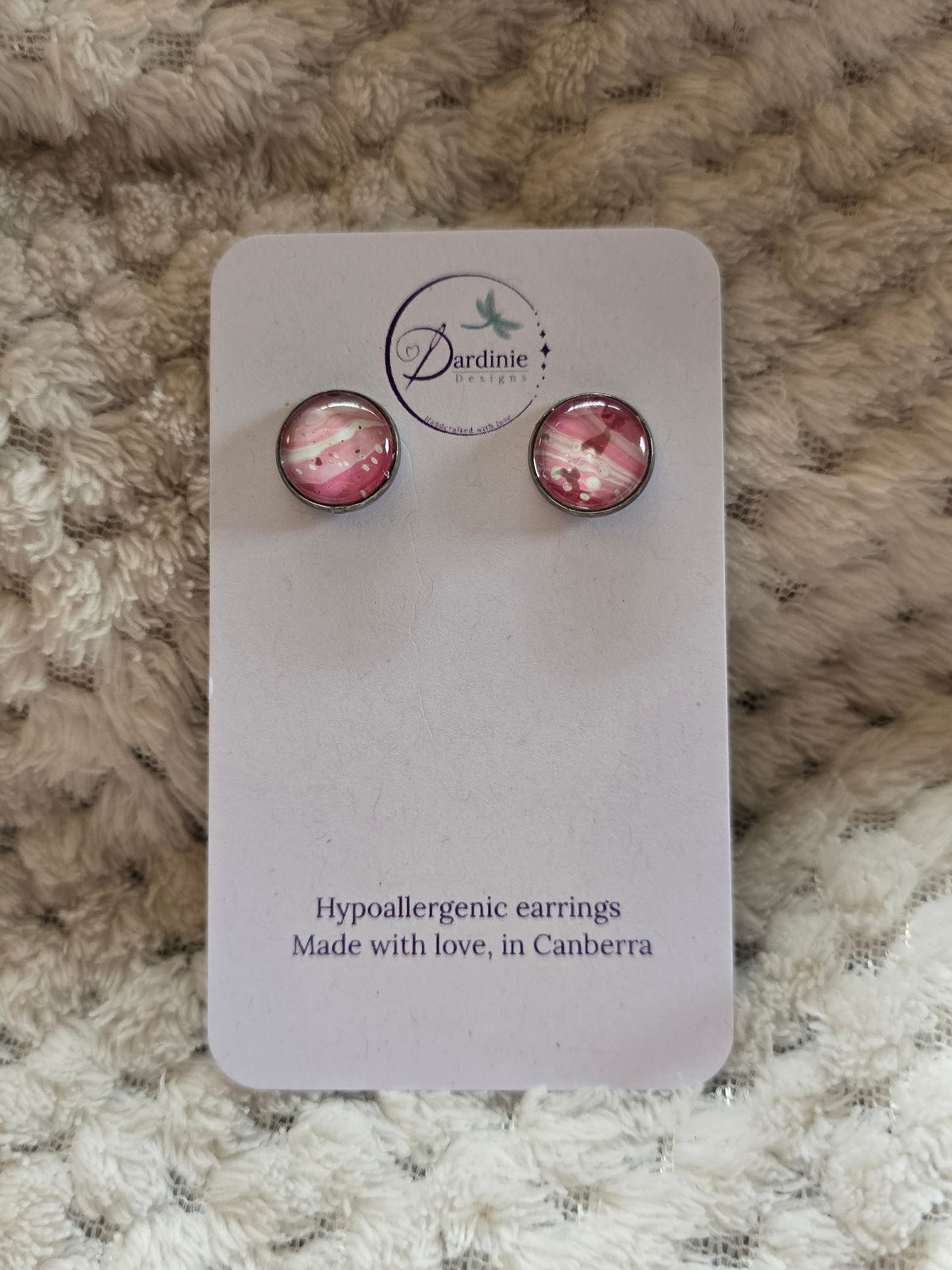 Recycled Paint Pour Stud Earrings – One of a Kind Stainless Steel Earrings