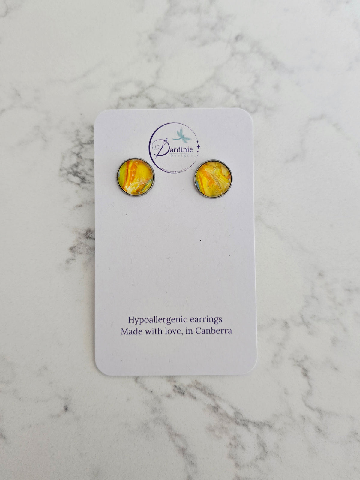 Recycled Paint Pour Stud Earrings – One of a Kind Stainless Steel Earrings