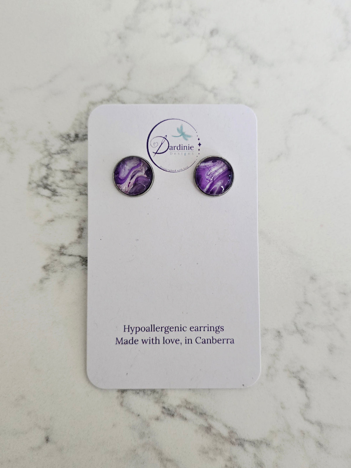 Recycled Paint Pour Stud Earrings – One of a Kind Stainless Steel Earrings