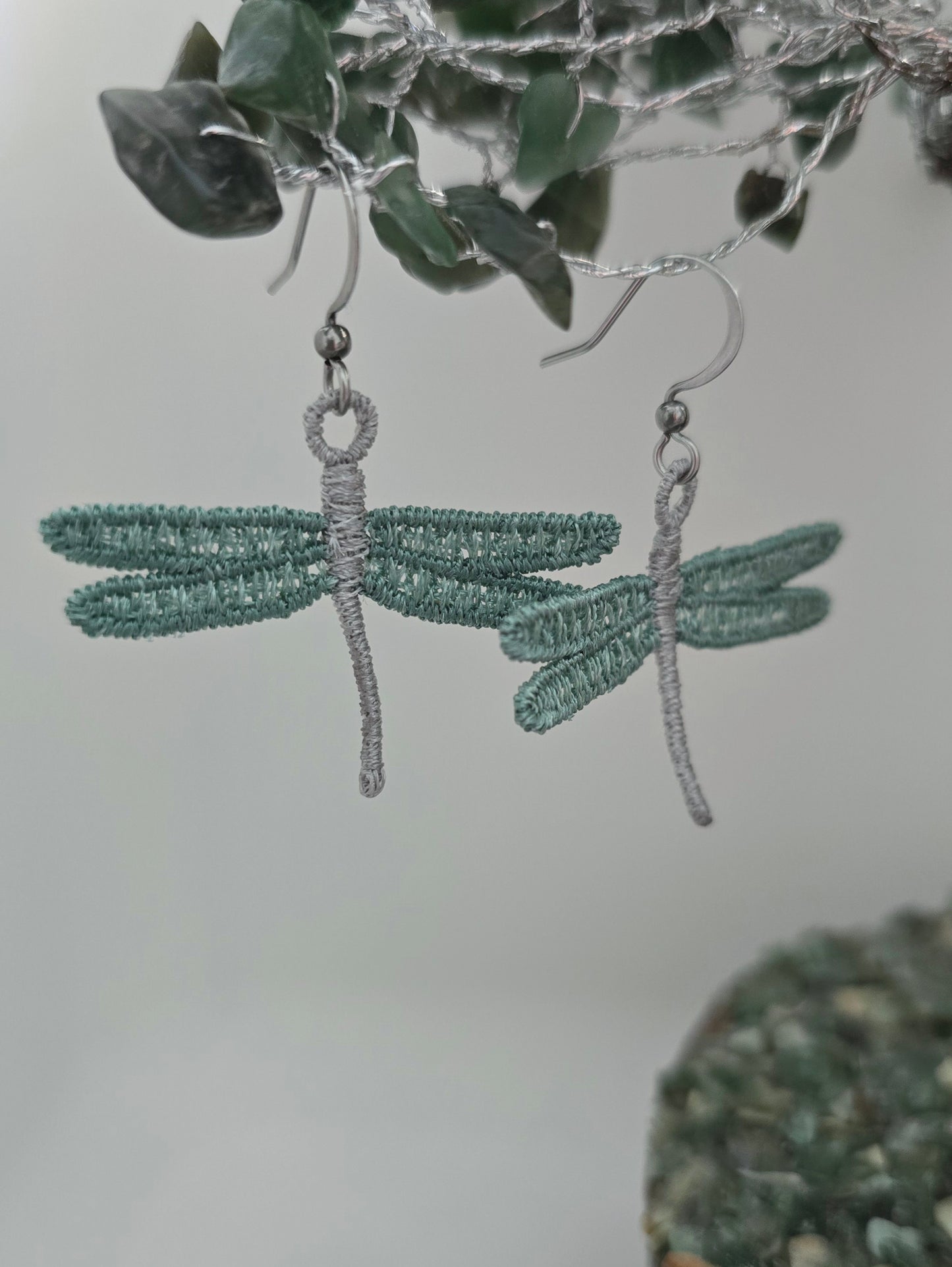 Dragonfly Lightweight Embroidered Earrings with Hypoallergenic hooks