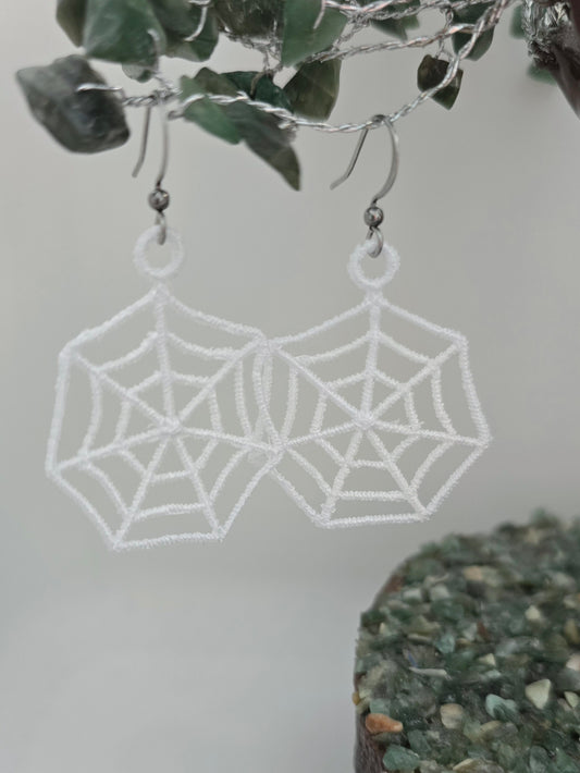 Halloween Spiderweb Lightweight Embroidered Earrings with Hypoallergenic hooks
