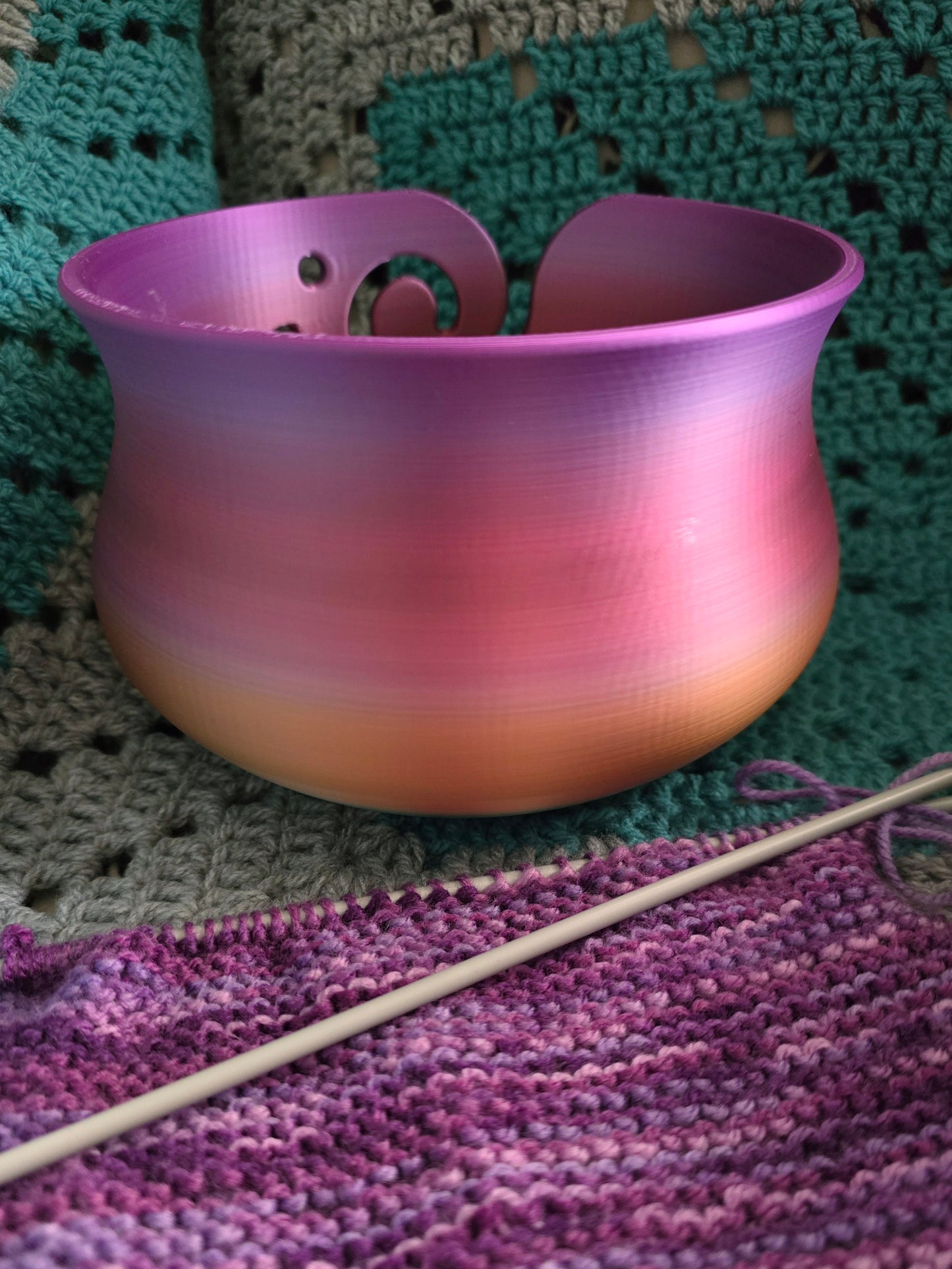 Large Rainbow Yarn Bowl, 3D Printed