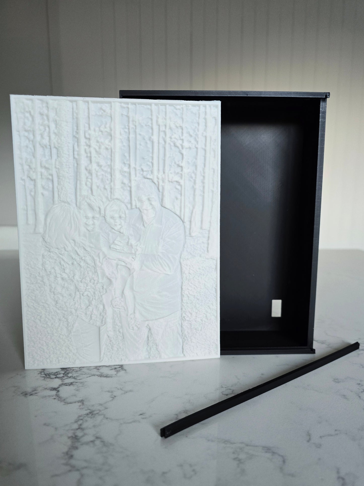 Custom 3D Printed Lithophane Lightbox Keepsake – Memorial, Wedding, Baby or Pet Photo - Light not included