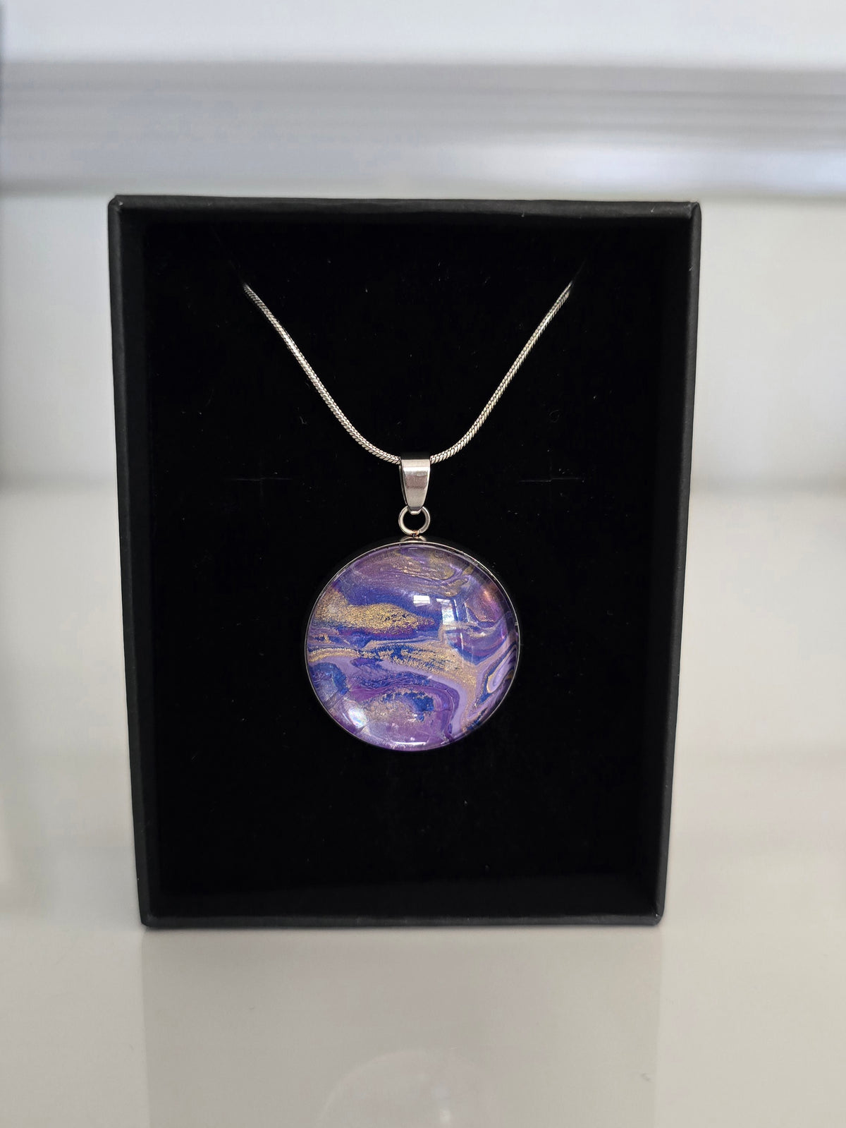 Recycled Paint Pour Jewellery – One of a Kind Stainless Steel Necklace