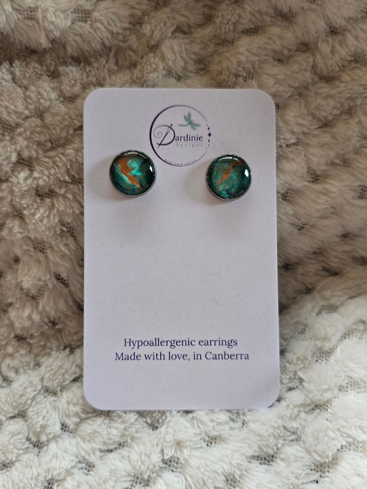 Recycled Paint Pour Stud Earrings – One of a Kind Stainless Steel Earrings