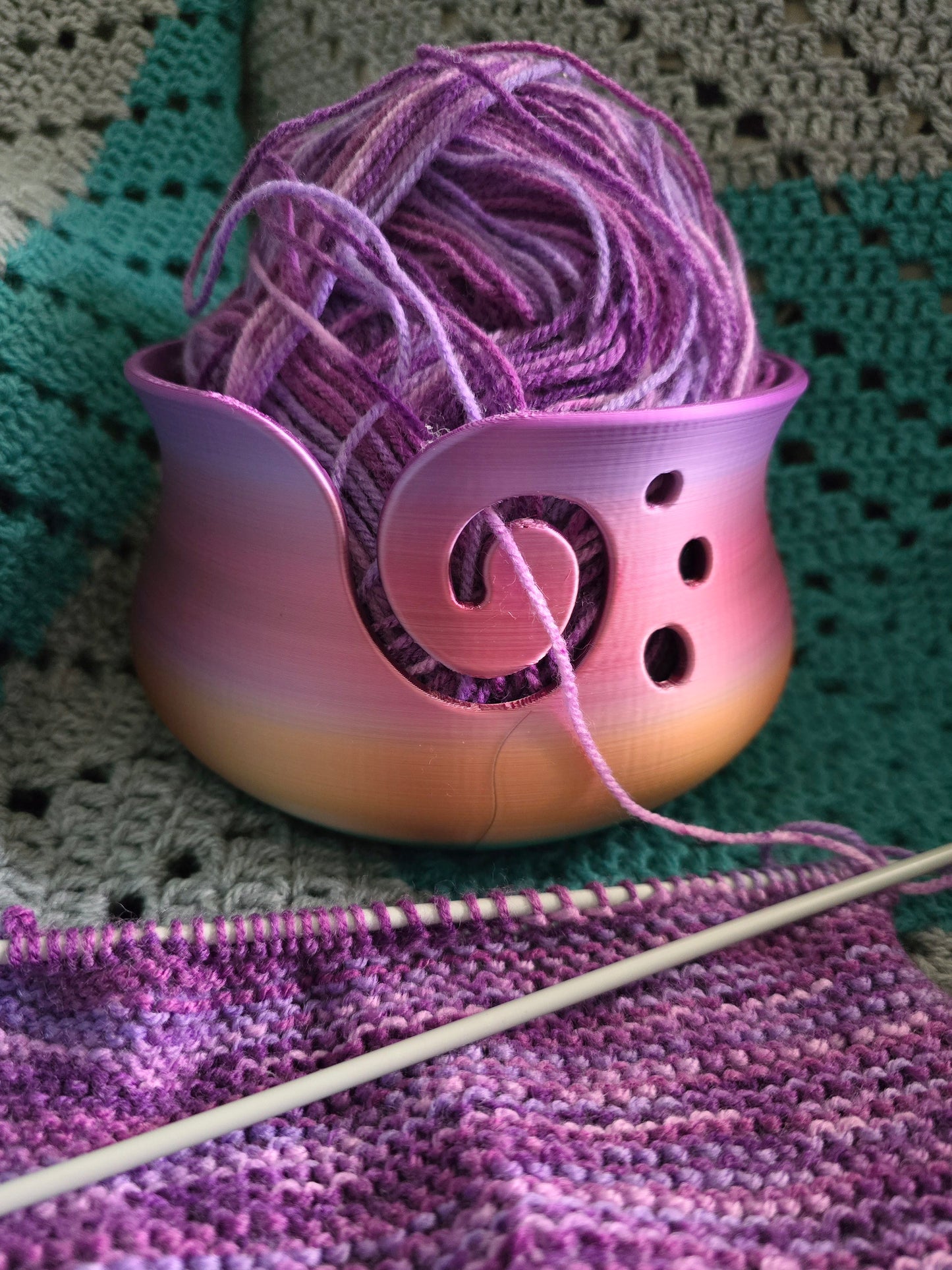 Large Rainbow Yarn Bowl, 3D Printed