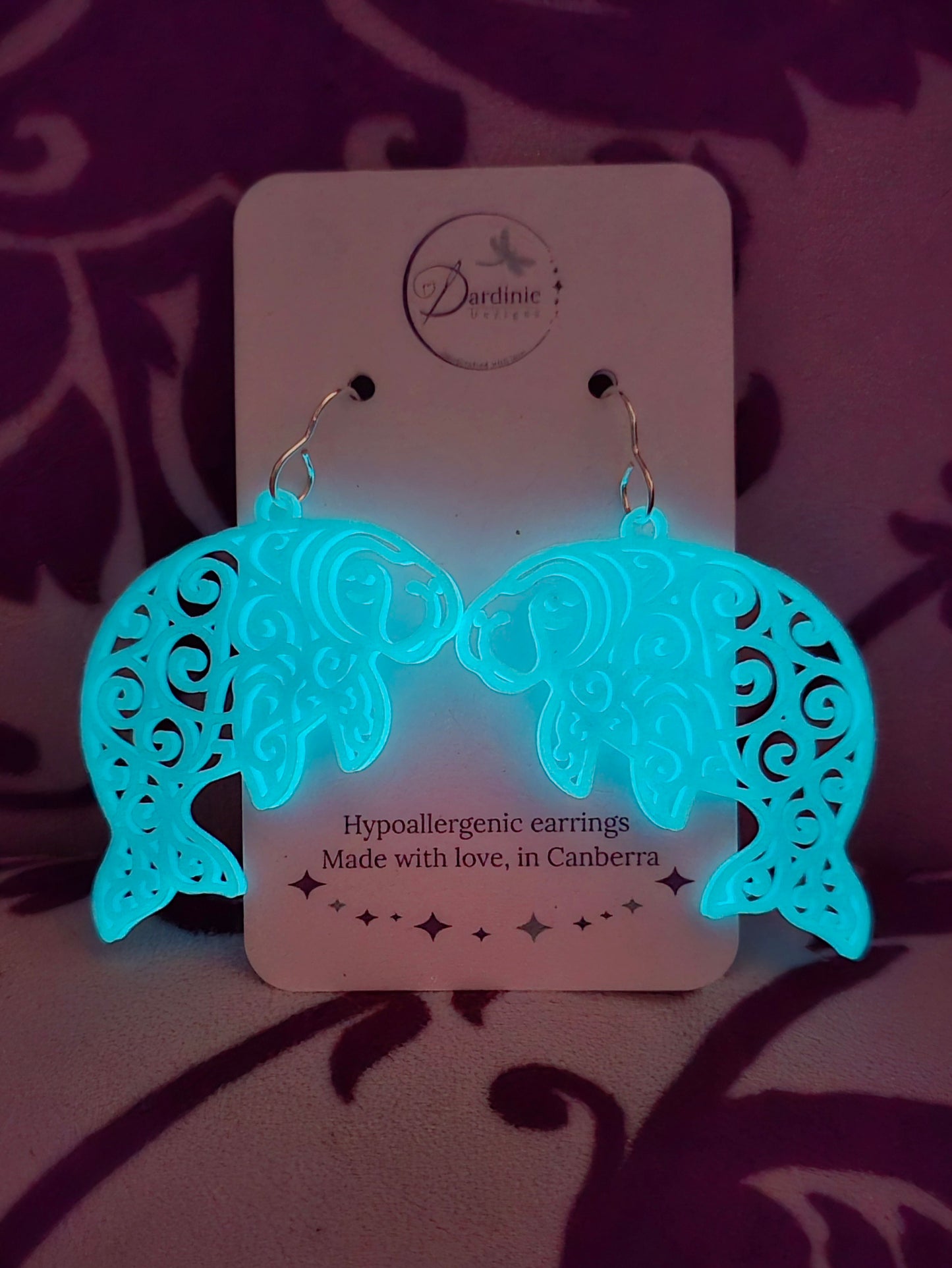 Australian Animal Collection - Dugong 3D Printed Earrings with Hypoallergenic Hooks