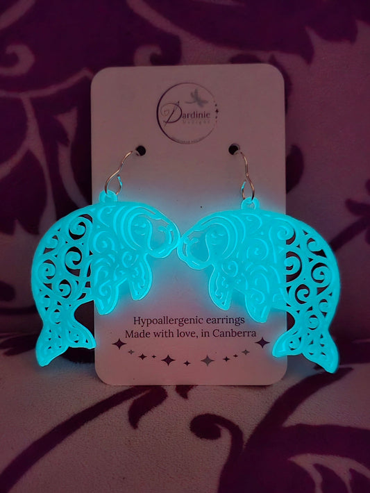 Australian Animal Collection - Dugong 3D Printed Earrings with Hypoallergenic Hooks