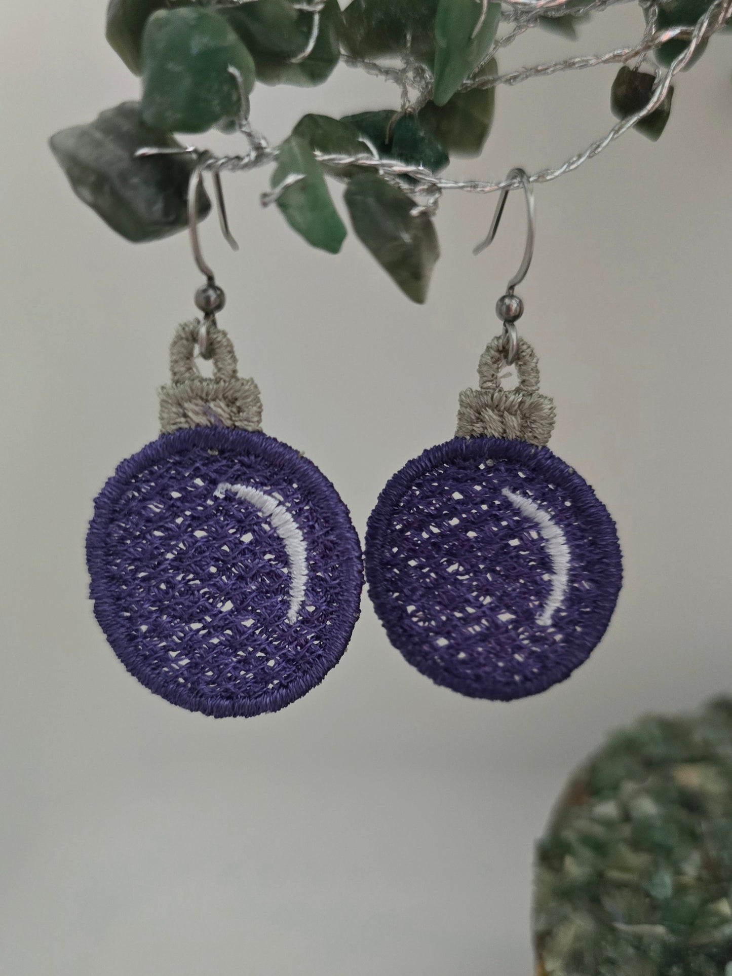 Christmas Bauble Lightweight Embroidered Earrings with Hypoallergenic hooks
