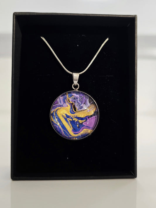 Recycled Paint Pour Jewellery – One of a Kind Stainless Steel Necklace