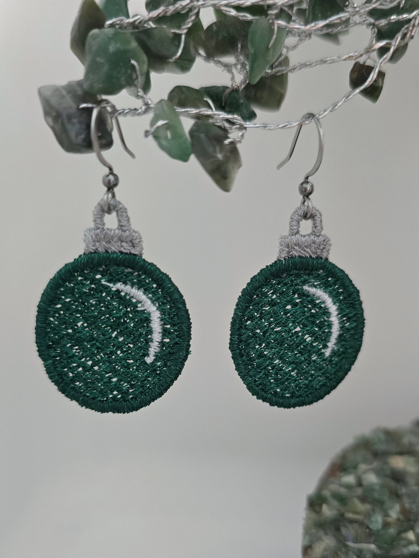 Christmas Bauble Lightweight Embroidered Earrings with Hypoallergenic hooks