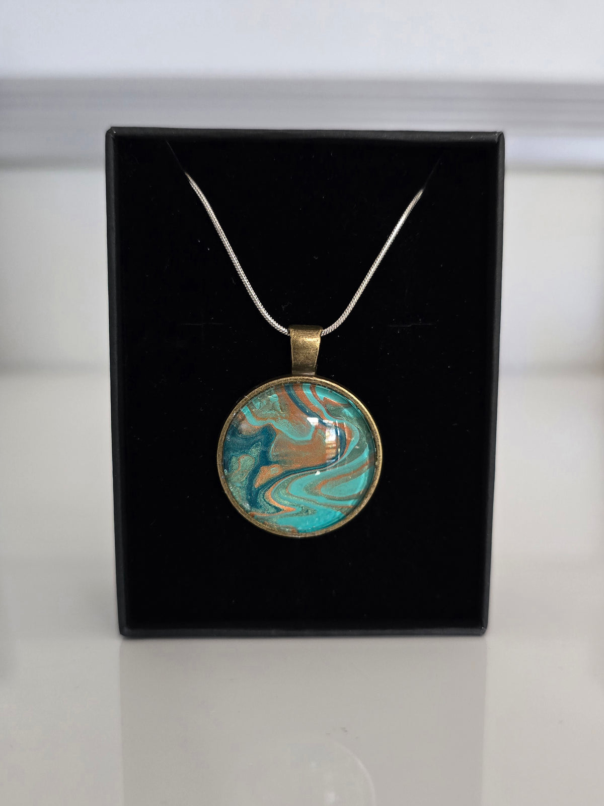 Recycled Paint Pour Jewellery – One of a Kind Stainless Steel Necklace