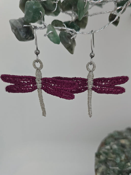Dragonfly Lightweight Embroidered Earrings with Hypoallergenic hooks