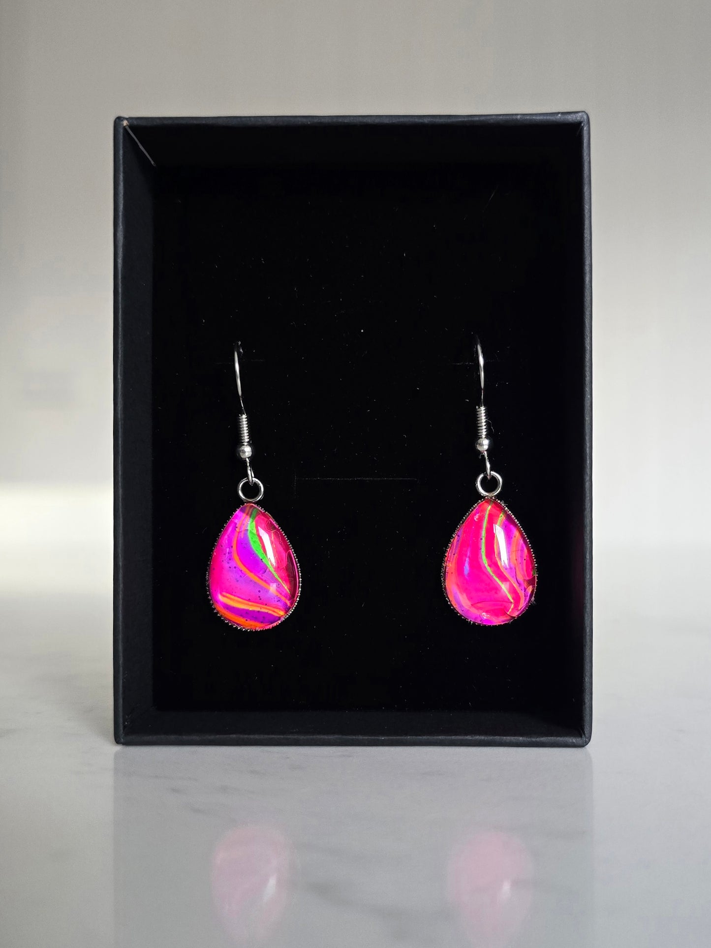Coat of Many Colours - Recycled Paint Pour Jewellery – One of a Kind Stainless Steel Earrings