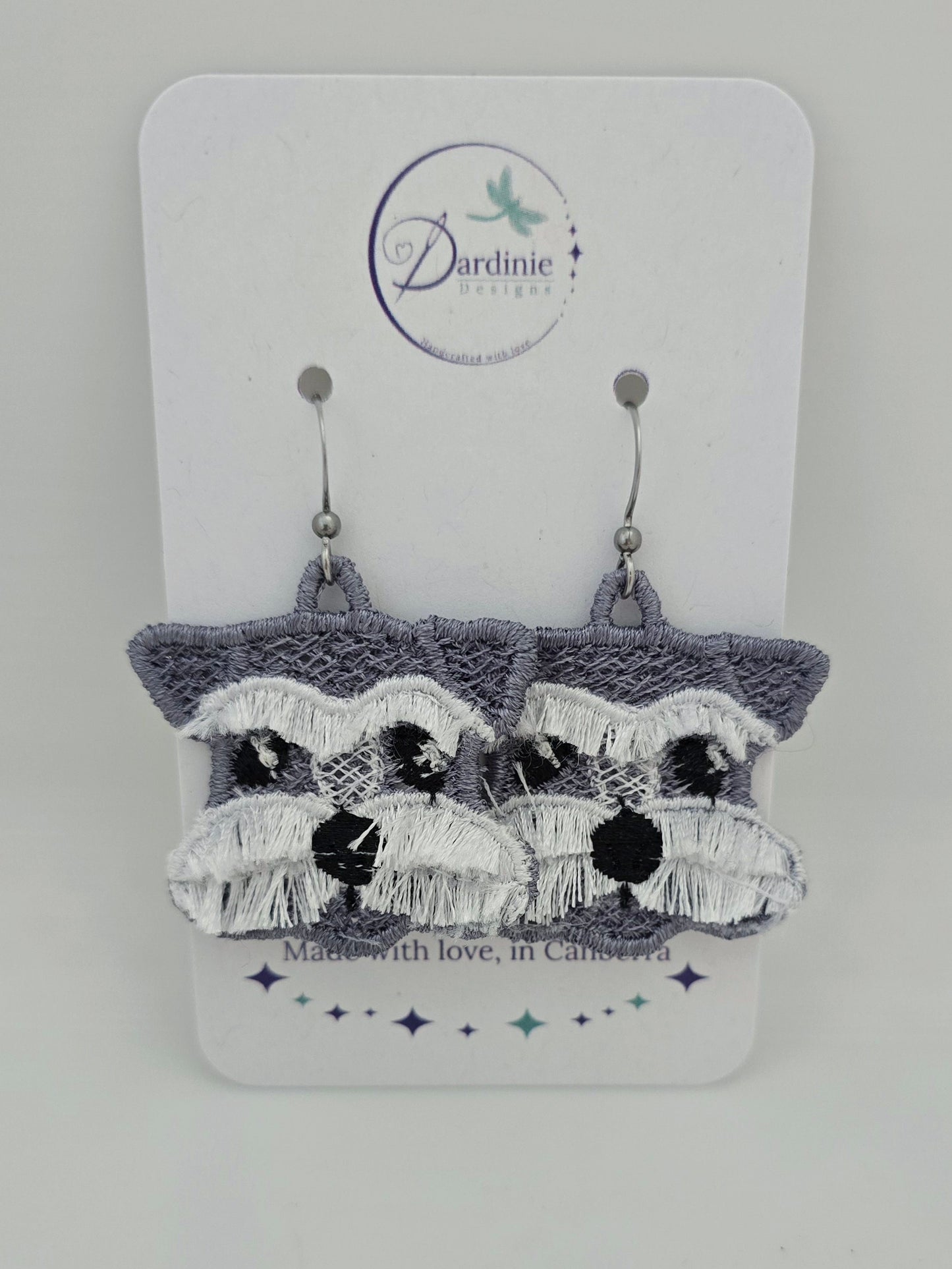 Schnauzer Dog Lightweight Embroidered Earrings with Hypoallergenic hooks