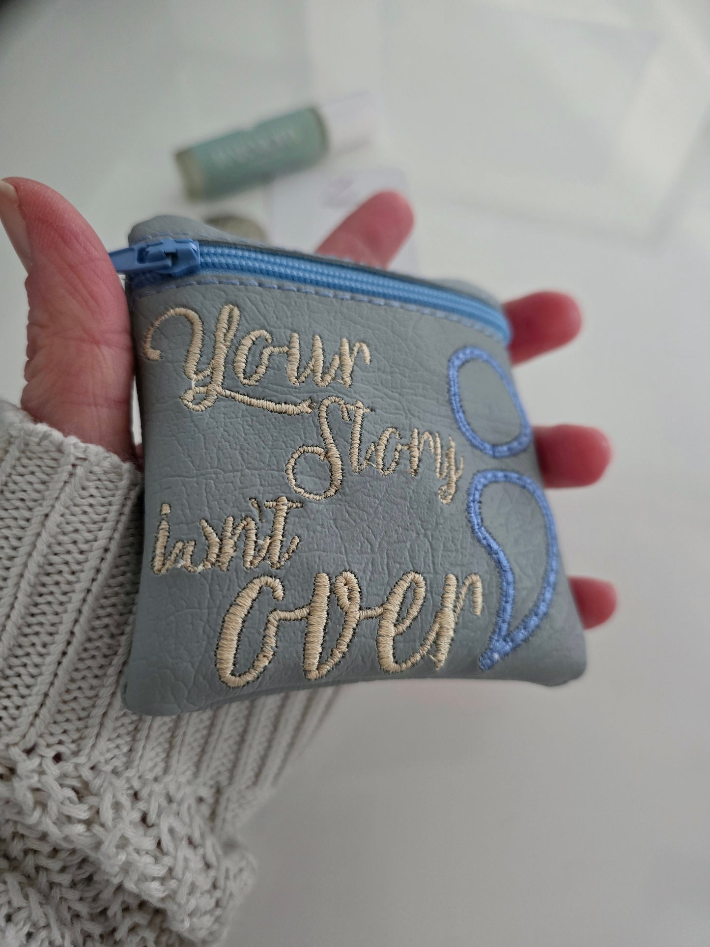 Your Story Isn't Over ; Mental Health Awareness Vinyl Coin Purse - Zip Bag