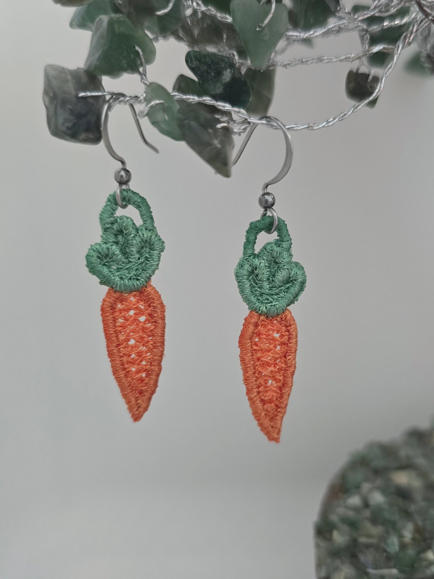 Carrot Lightweight Embroidered Earrings with Hypoallergenic hooks