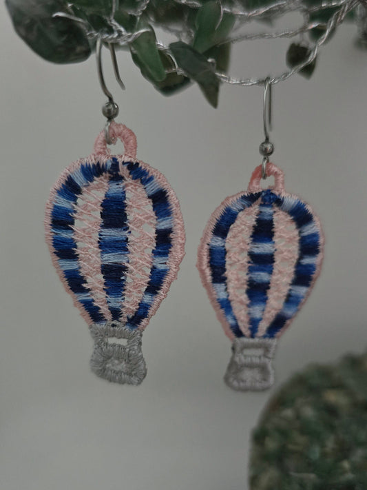Hot Air Balloon Lightweight Embroidered Earrings with Hypoallergenic hooks