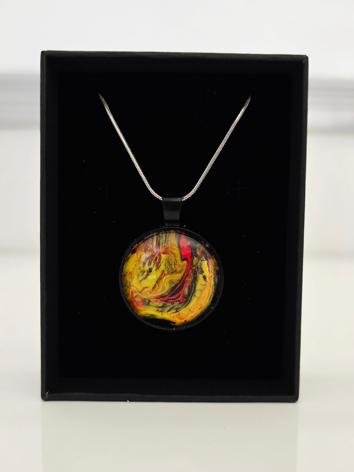 Recycled Paint Pour Jewellery – One of a Kind Stainless Steel Necklace