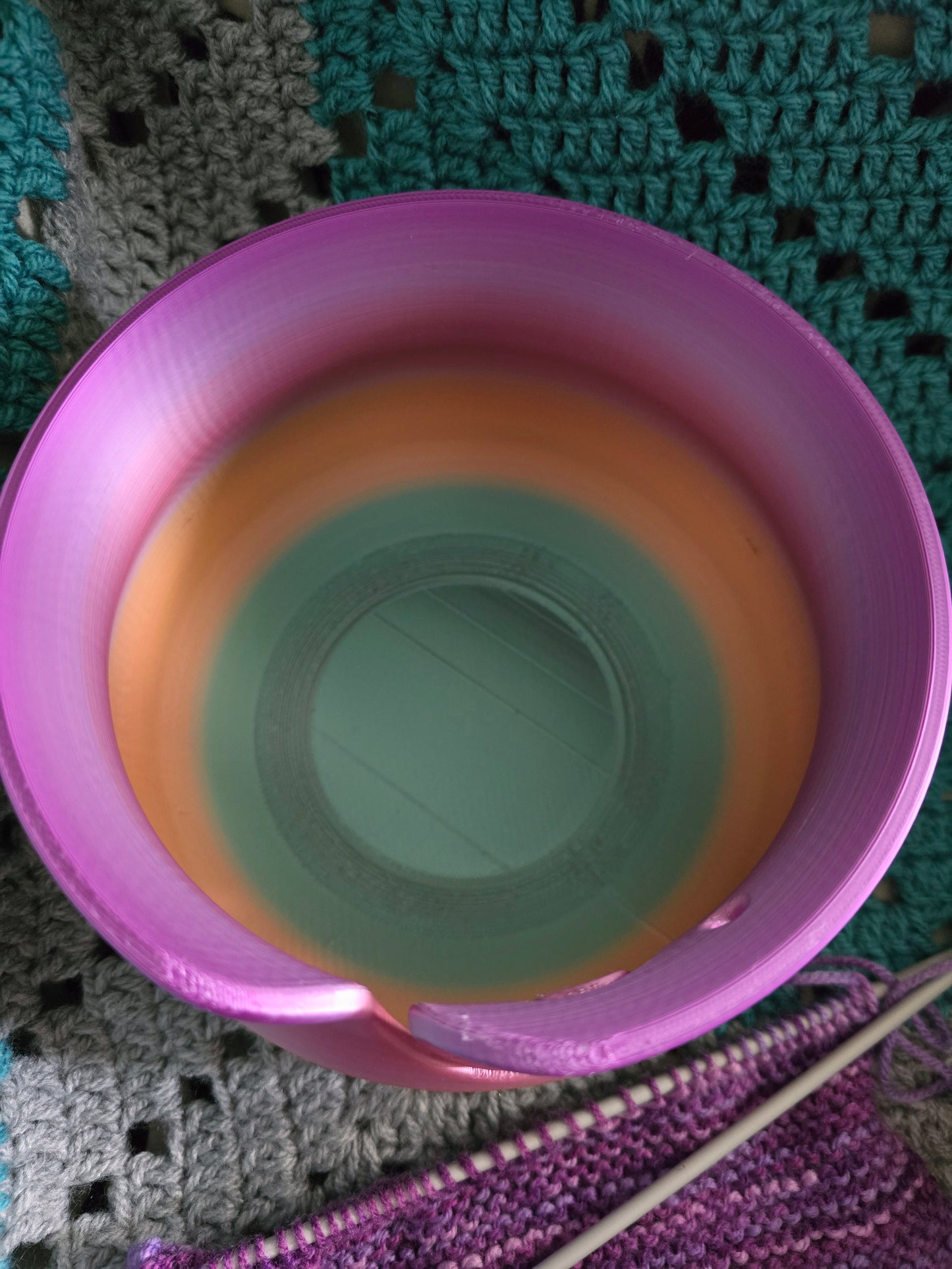 Large Rainbow Yarn Bowl, 3D Printed