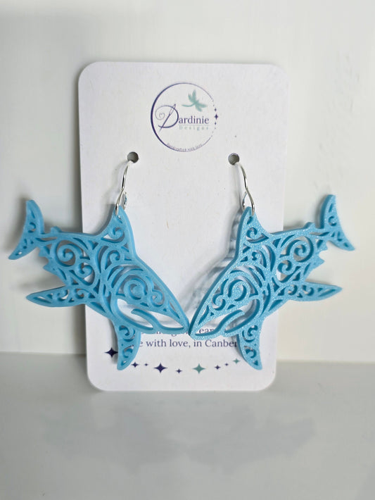 Australian Animal Collection - Great White Shark 3D Printed Earrings with Hypoallergenic Hooks