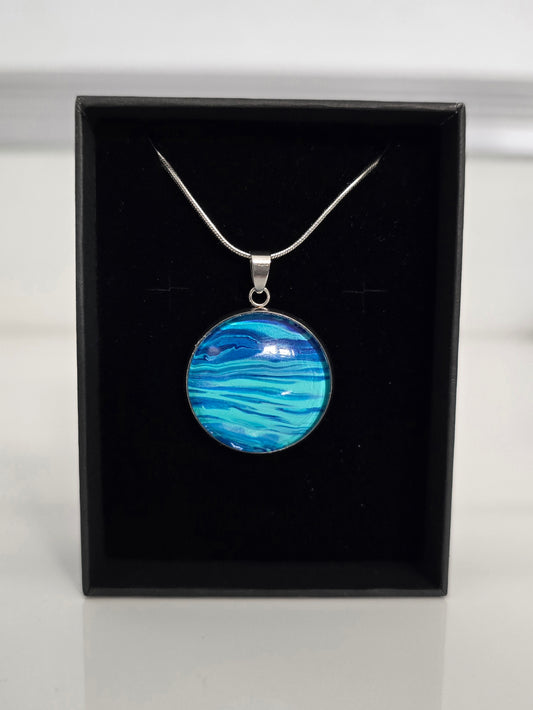 Recycled Paint Pour Jewellery – One of a Kind Stainless Steel Necklace