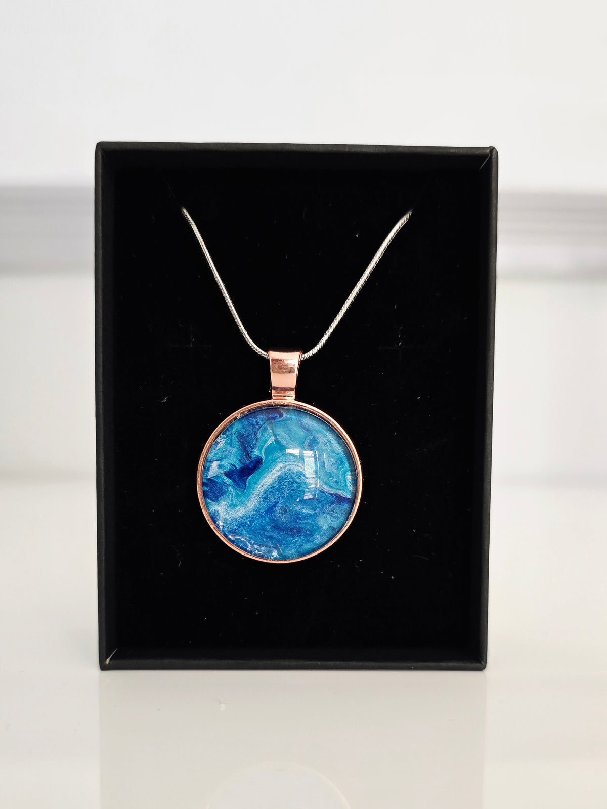 Blenheim Beach- Recycled Paint Pour Jewellery – One of a Kind Stainless Steel Necklace