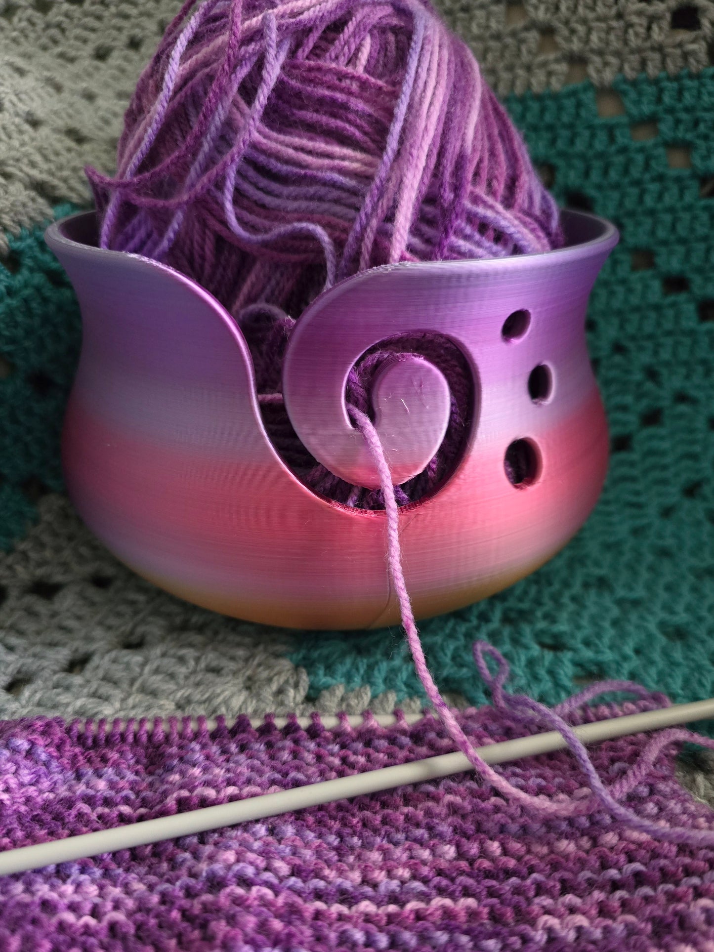 Large Rainbow Yarn Bowl, 3D Printed