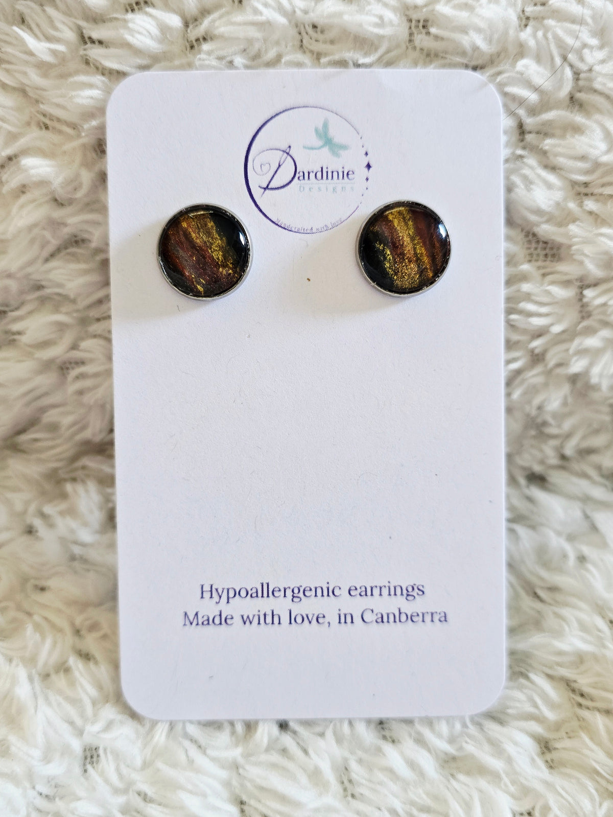 Recycled Paint Pour Stud Earrings – One of a Kind Stainless Steel Earrings