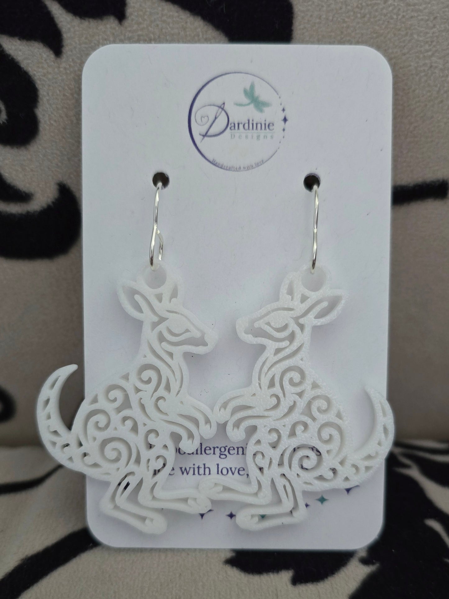 Australian Animal Collection- Kangaroo 3D Printed Earrings with Hypoallergenic Hooks