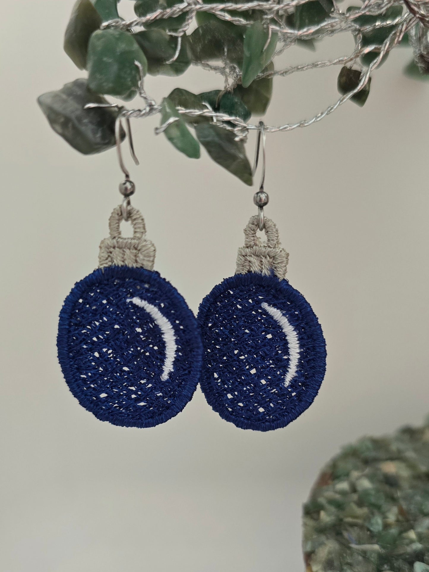 Christmas Bauble Lightweight Embroidered Earrings with Hypoallergenic hooks