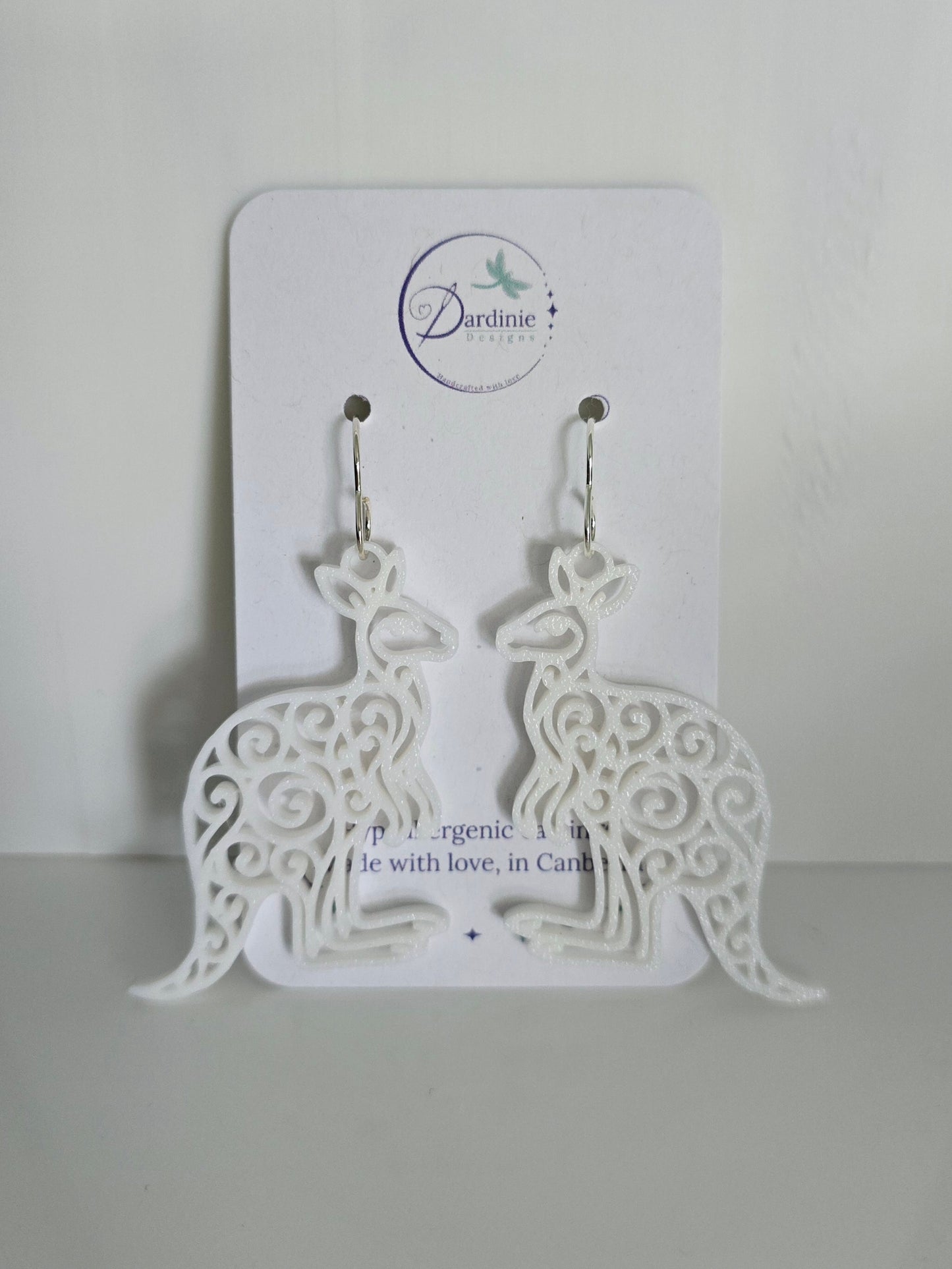 Australian Animal Collection- Kangaroo 3D Printed Earrings with Hypoallergenic Hooks