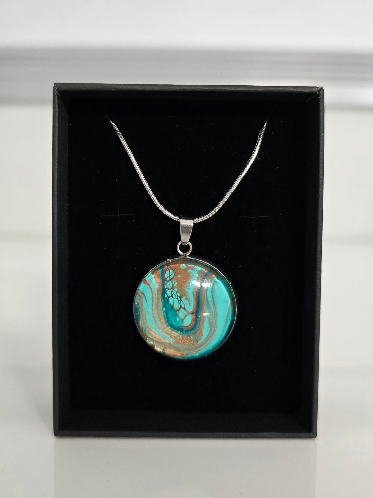 Recycled Paint Pour Jewellery – One of a Kind Stainless Steel Necklace