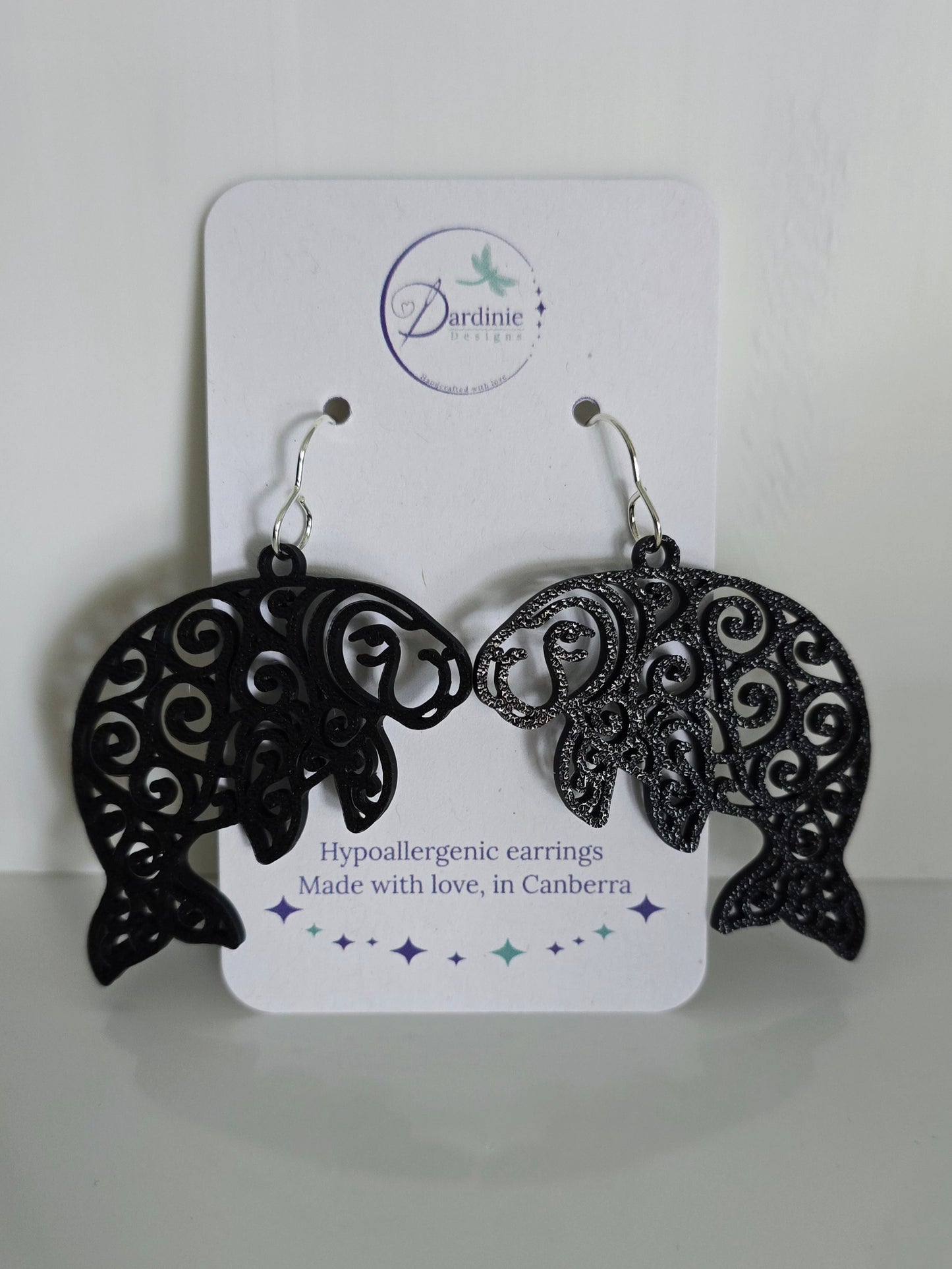 Australian Animal Collection - Dugong 3D Printed Earrings with Hypoallergenic Hooks