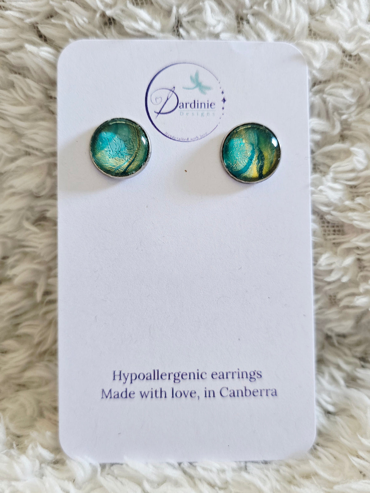 Recycled Paint Pour Stud Earrings – One of a Kind Stainless Steel Earrings