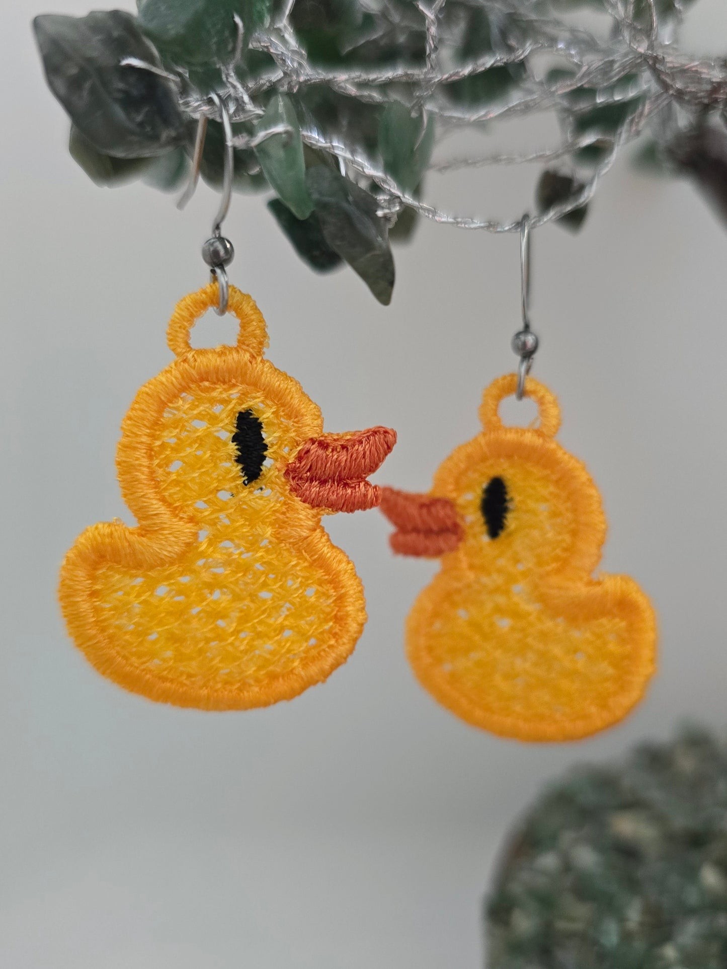 Rubber Ducky Lightweight Embroidered Earrings with Hypoallergenic hooks