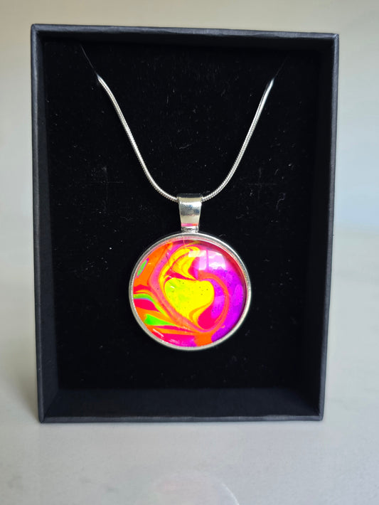 Recycled Paint Pour Jewellery – One of a Kind Stainless Steel Necklace
