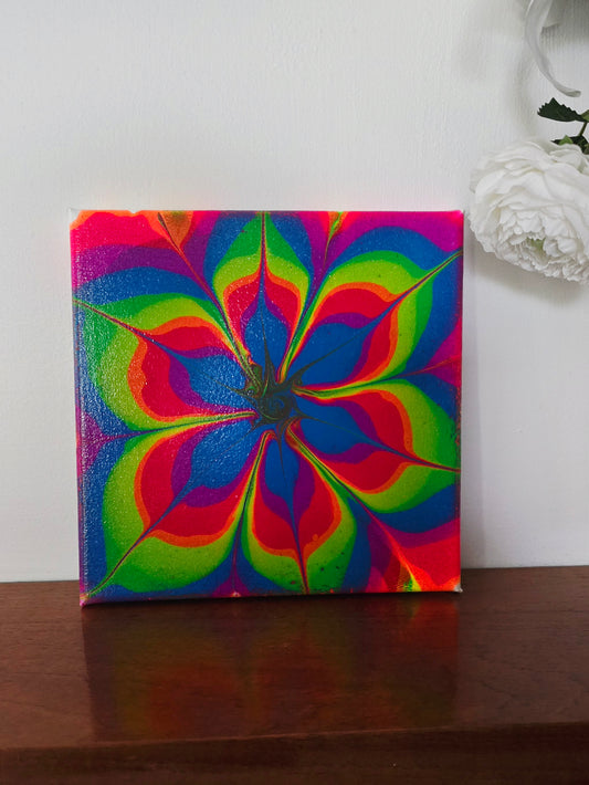 Dopamine Flower - Original Abstract Acrylic Pour Painting by Australian Artist - one of a kind