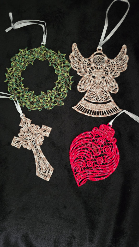 Lace Christmas Ornaments - pack of 4