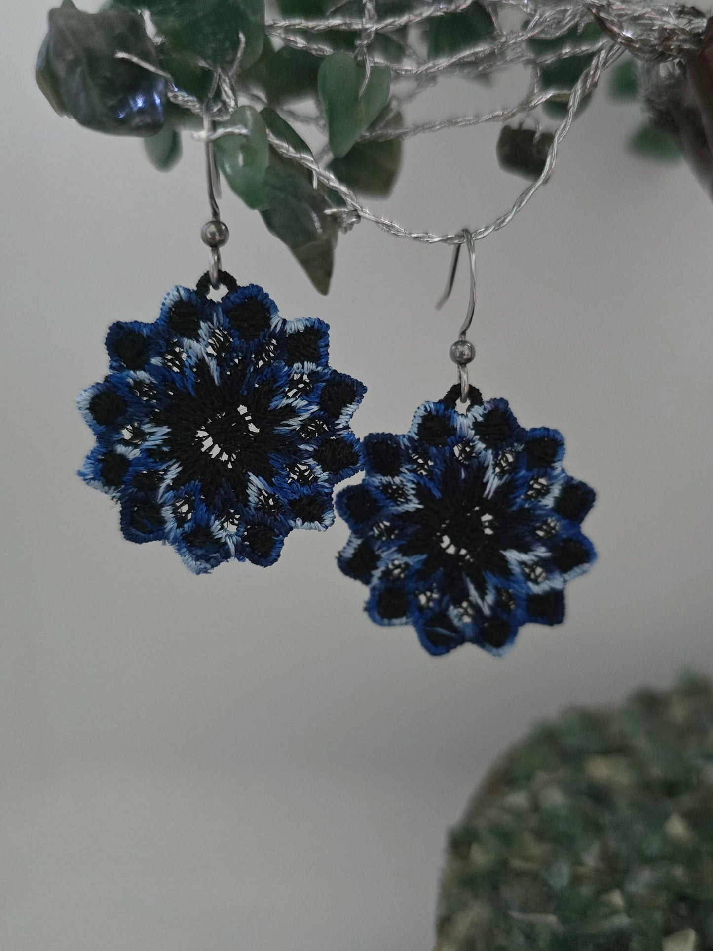 Dahlia Flower Lightweight Embroidered Earrings with Hypoallergenic hooks