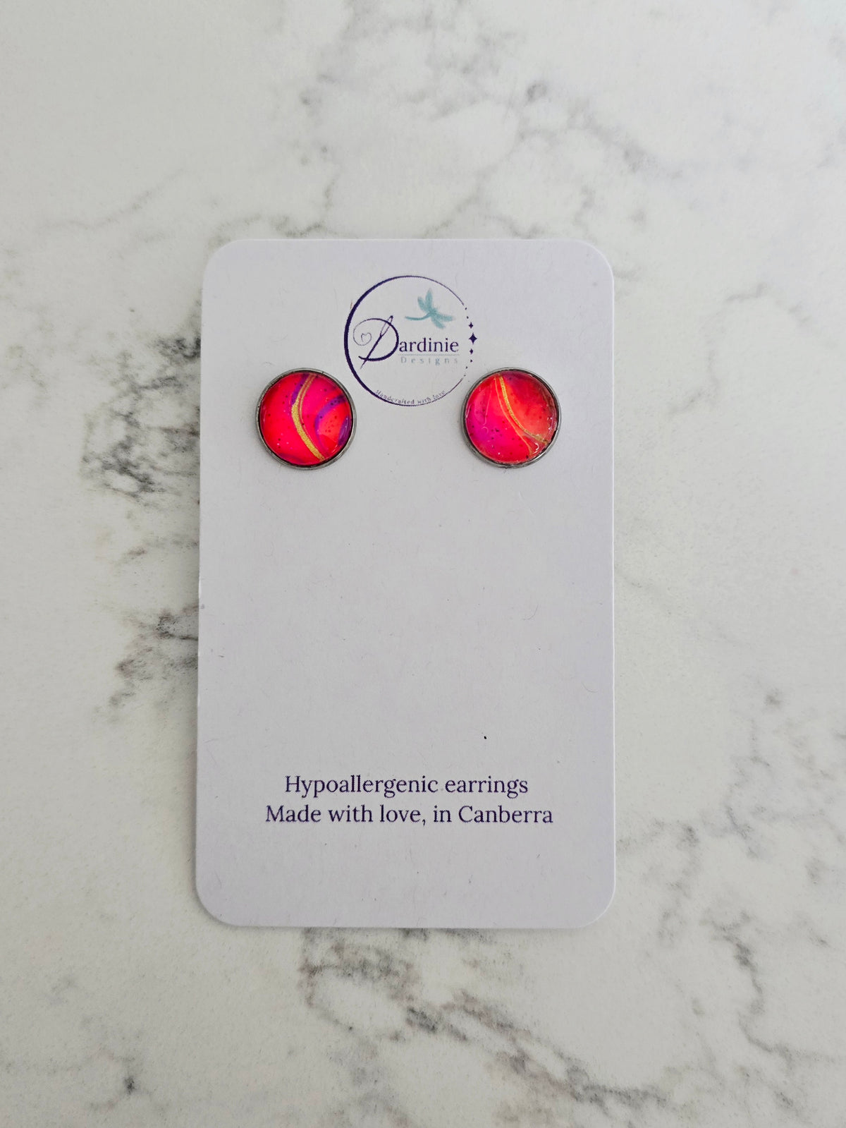 Recycled Paint Pour Stud Earrings – One of a Kind Stainless Steel Earrings