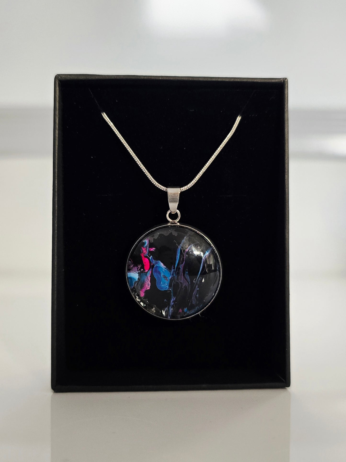 Recycled Paint Pour Jewellery – One of a Kind Stainless Steel Necklace