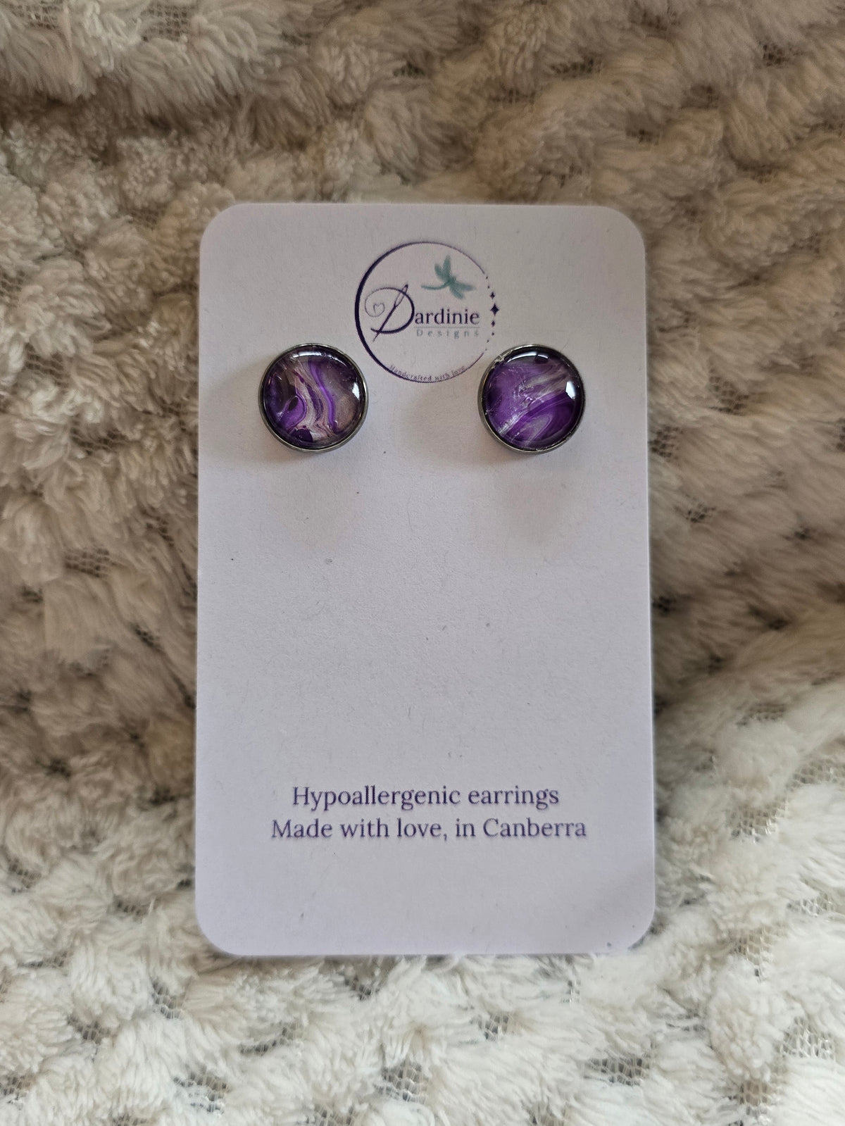 Recycled Paint Pour Stud Earrings – One of a Kind Stainless Steel Earrings